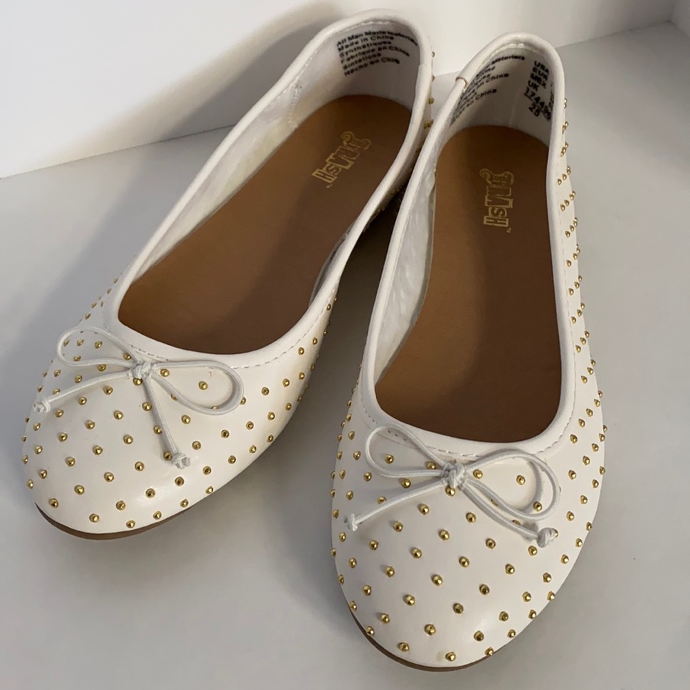 White Studded Flats